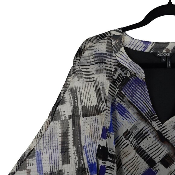 EUC Nic+Zoe Multicolored Split Neck Geometric Print Long Sleeve Pullover Tunic X - Picture 5 of 7